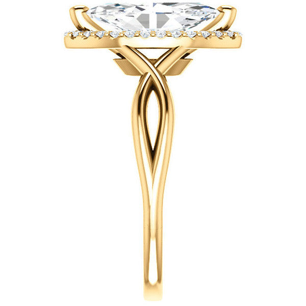 Marquise Split-Shank Halo Engagement Ring