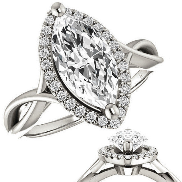 Marquise Split-Shank Halo Engagement Ring