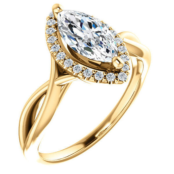 Marquise Split-Shank Halo Engagement Ring
