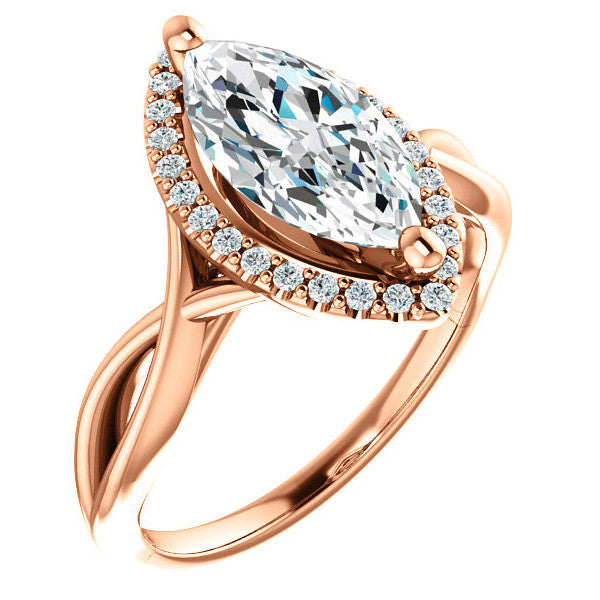 Marquise Split-Shank Halo Engagement Ring