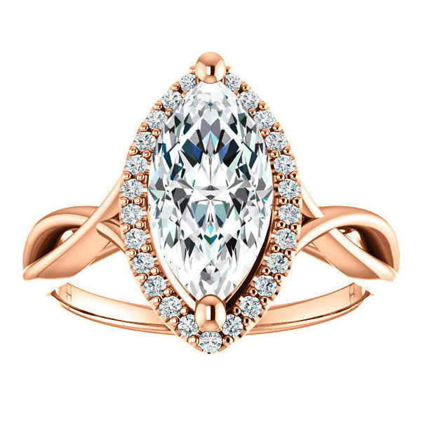 Marquise Split-Shank Halo Engagement Ring