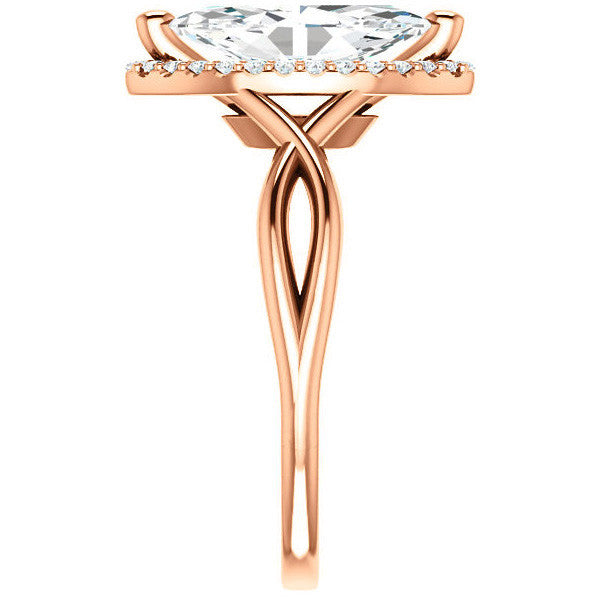 Marquise Split-Shank Halo Engagement Ring