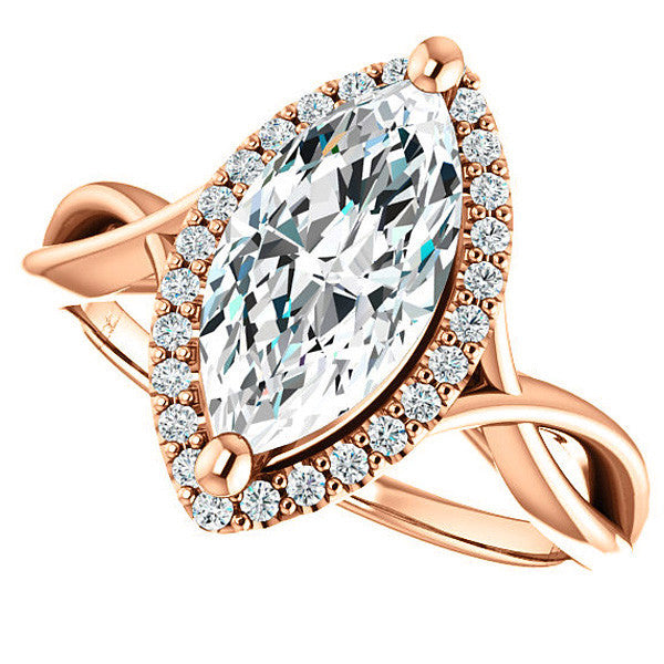 Marquise Split-Shank Halo Engagement Ring