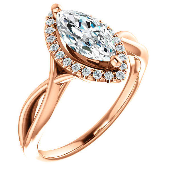 Marquise Split-Shank Halo Engagement Ring