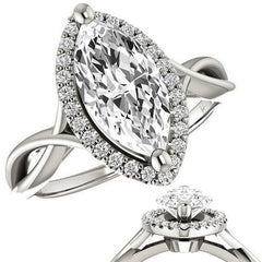 Marquise Split-Shank Halo Engagement Ring