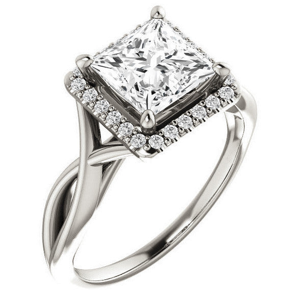 Princess Moissanite Infinity Halo Cathedral Engagement Ring