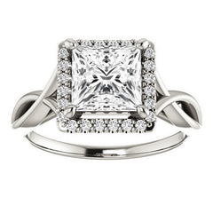 Princess Moissanite Infinity Halo Cathedral Engagement Ring