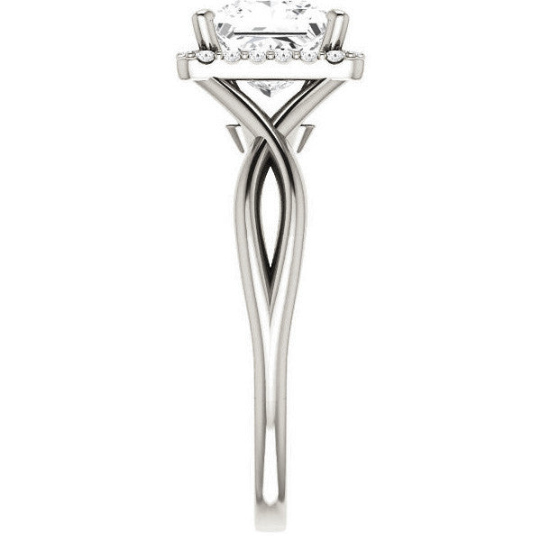 Princess Moissanite Infinity Halo Cathedral Engagement Ring