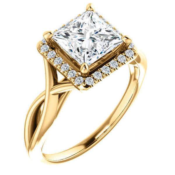 Princess Moissanite Infinity Halo Cathedral Engagement Ring