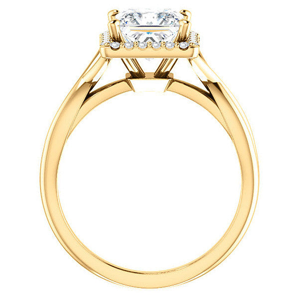 Princess Moissanite Infinity Halo Cathedral Engagement Ring