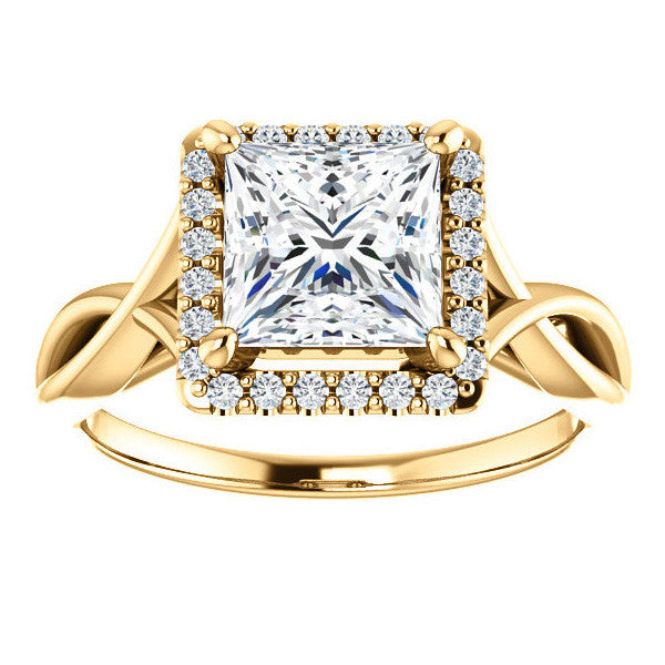 Princess Moissanite Infinity Halo Cathedral Engagement Ring