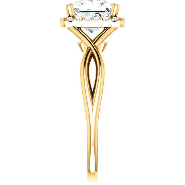 Princess Moissanite Infinity Halo Cathedral Engagement Ring
