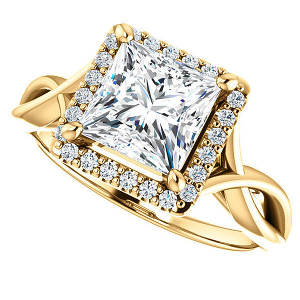Princess Moissanite Infinity Halo Cathedral Engagement Ring