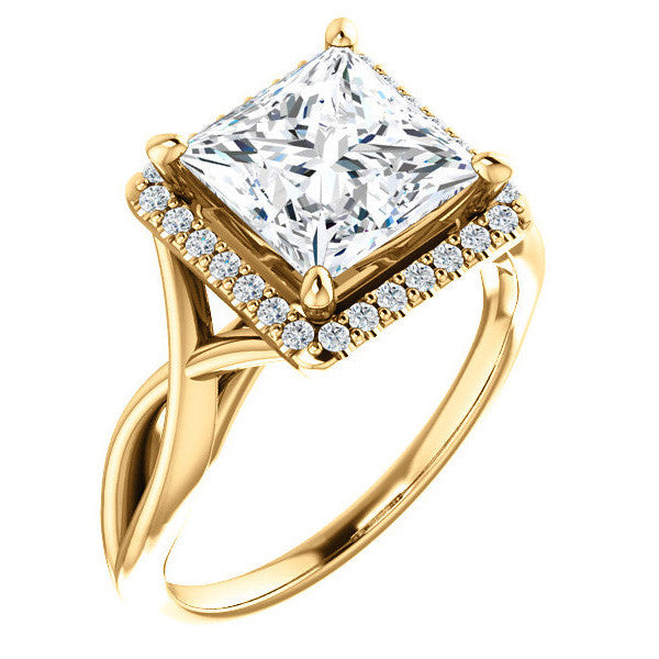 Princess Moissanite Infinity Halo Cathedral Engagement Ring