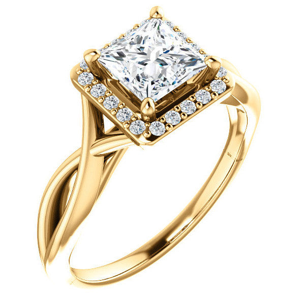 Princess Moissanite Infinity Halo Cathedral Engagement Ring