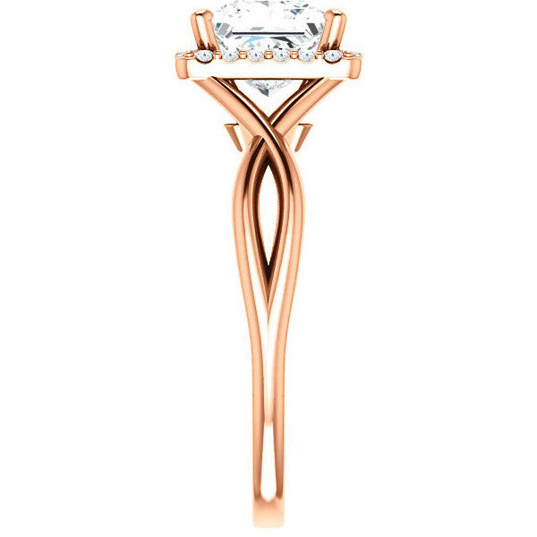 Princess Moissanite Infinity Halo Cathedral Engagement Ring