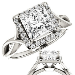Princess Moissanite Infinity Halo Cathedral Engagement Ring