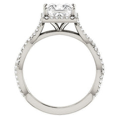Princess cut Twisted Cathedral Halo Engagement Ring
