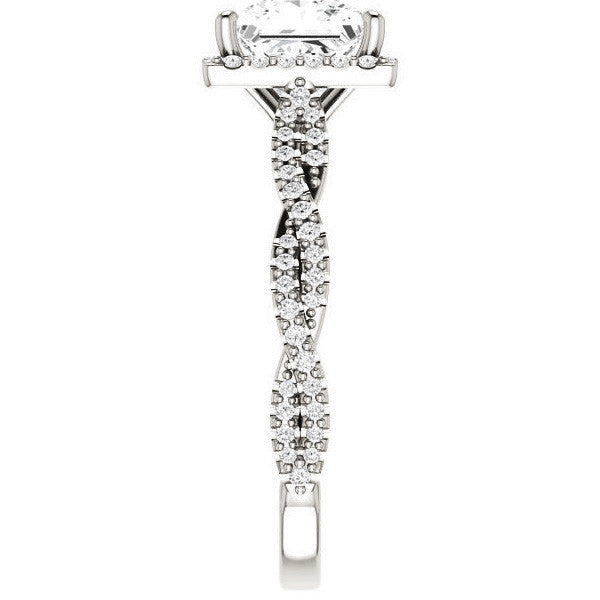 Princess cut Twisted Cathedral Halo Engagement Ring