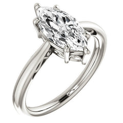 Marquise Moissanite Scroll Accented Solitaire Ring