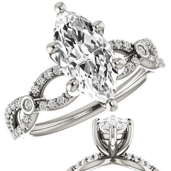 Marquise Cut Moissanite Infinity Styled Engagement Ring