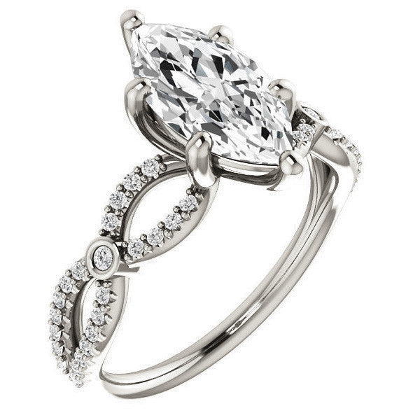 Marquise Cut Moissanite Infinity Styled Engagement Ring