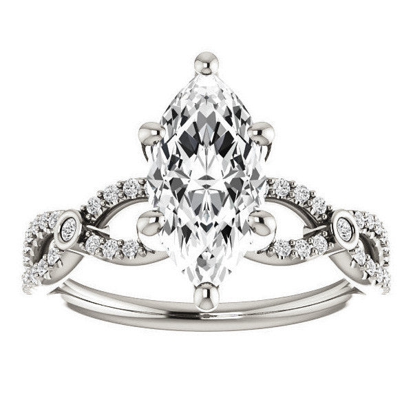 Marquise Cut Moissanite Infinity Styled Engagement Ring