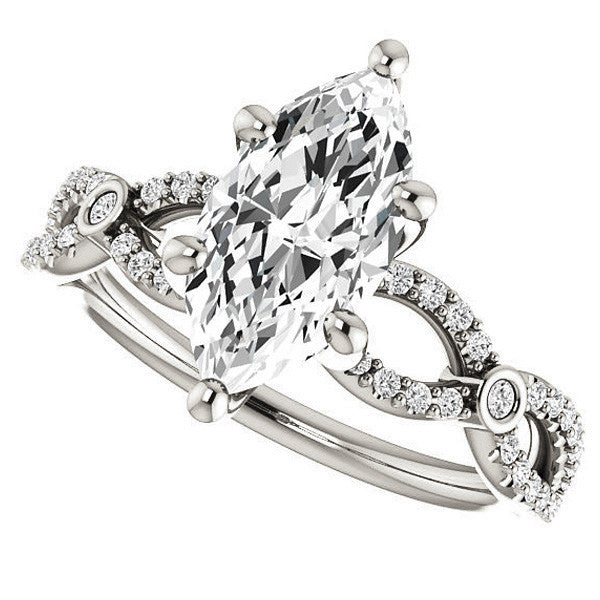 Marquise Cut Moissanite Infinity Styled Engagement Ring