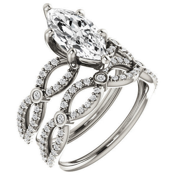 Marquise Cut Moissanite Infinity Styled Engagement Ring