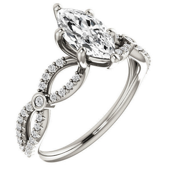 Marquise Cut Moissanite Infinity Styled Engagement Ring