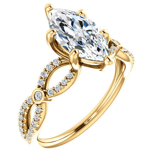 Marquise Cut Moissanite Infinity Styled Engagement Ring