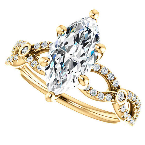 Marquise Cut Moissanite Infinity Styled Engagement Ring