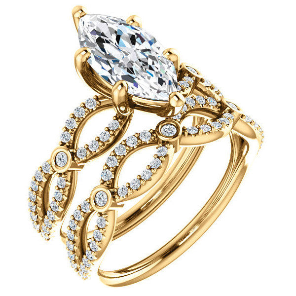 Marquise Cut Moissanite Infinity Styled Engagement Ring