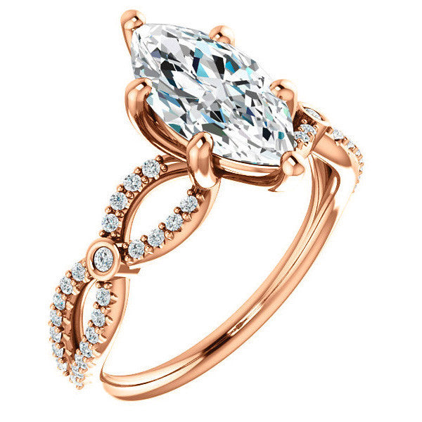 Marquise Cut Moissanite Infinity Styled Engagement Ring