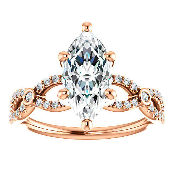 Marquise Cut Moissanite Infinity Styled Engagement Ring