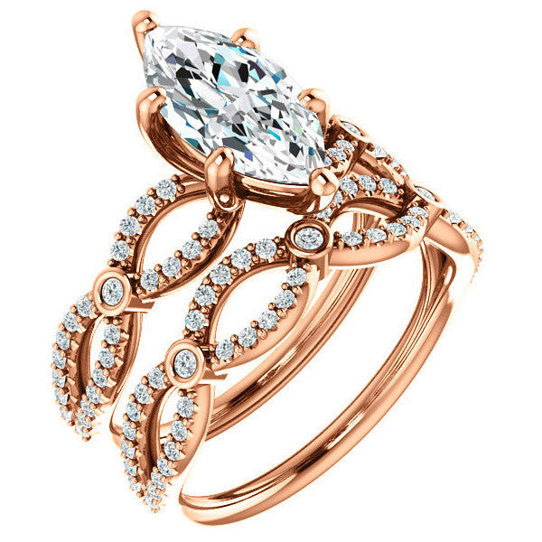 Marquise Cut Moissanite Infinity Styled Engagement Ring