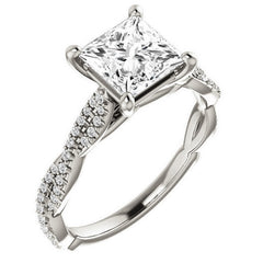 Princess Moissanite Infinity Cathedral Engagement Ring