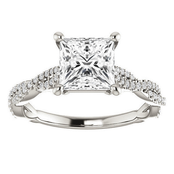 Princess Moissanite Infinity Cathedral Engagement Ring