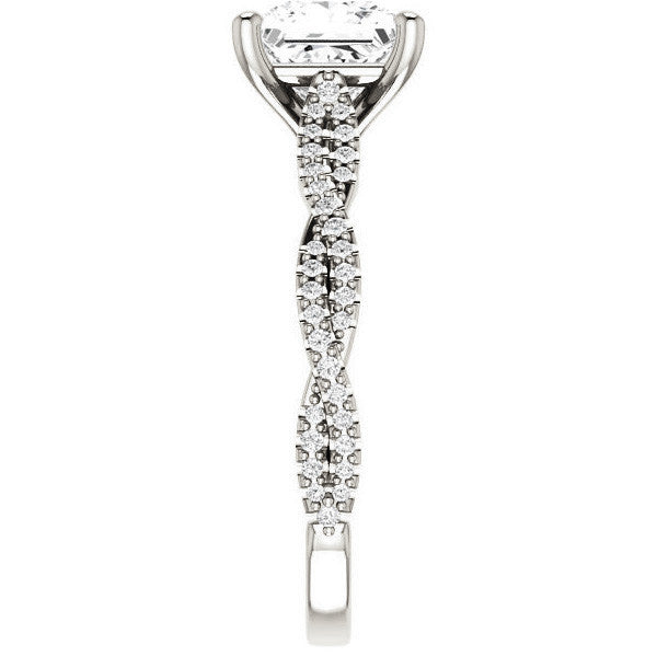 Princess Moissanite Infinity Cathedral Engagement Ring