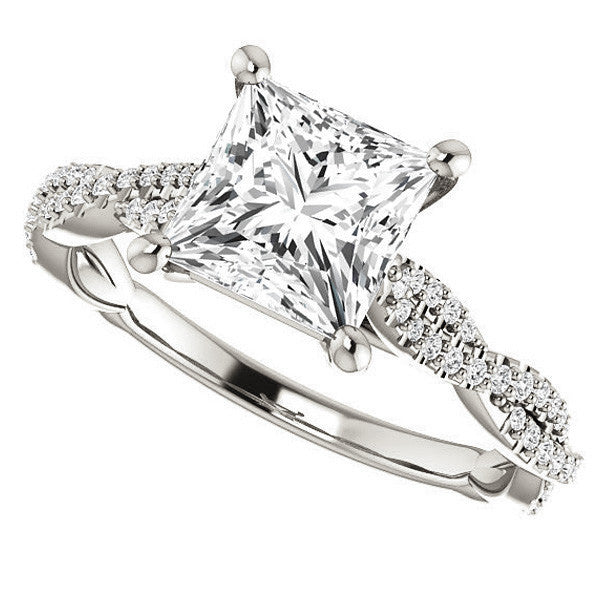 Princess Moissanite Infinity Cathedral Engagement Ring