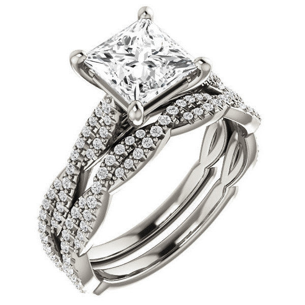 Princess Moissanite Infinity Cathedral Engagement Ring
