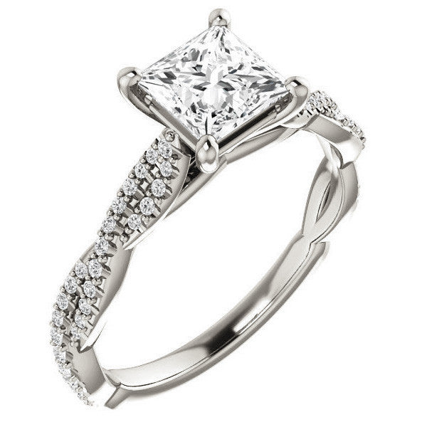 Princess Moissanite Infinity Cathedral Engagement Ring