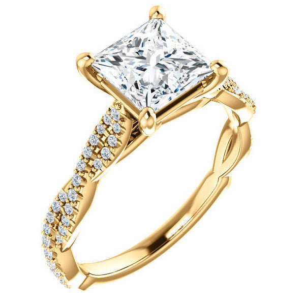 Princess Moissanite Infinity Cathedral Engagement Ring