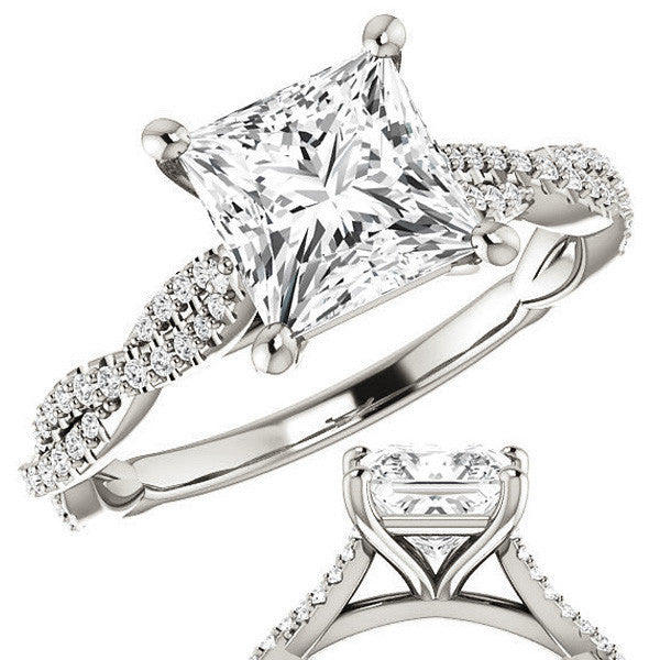 Princess Moissanite Infinity Cathedral Engagement Ring