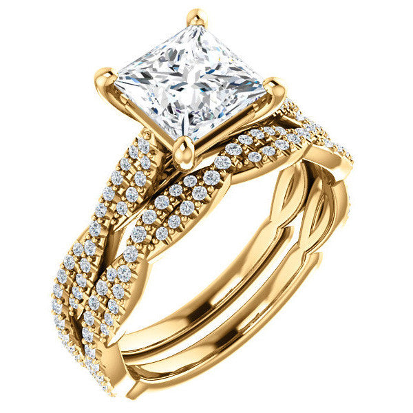 Princess Moissanite Infinity Cathedral Engagement Ring