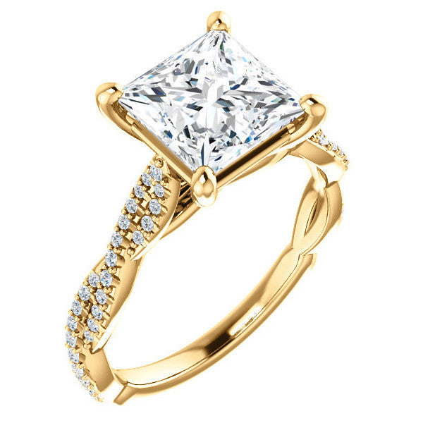 Princess Moissanite Infinity Cathedral Engagement Ring