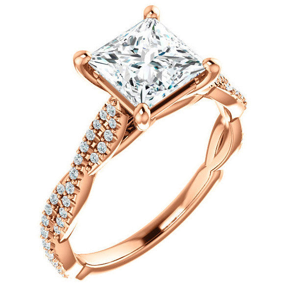Princess Moissanite Infinity Cathedral Engagement Ring