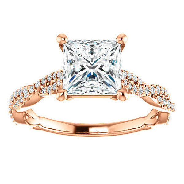 Princess Moissanite Infinity Cathedral Engagement Ring