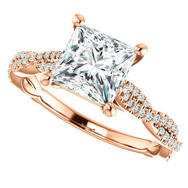 Princess Moissanite Infinity Cathedral Engagement Ring