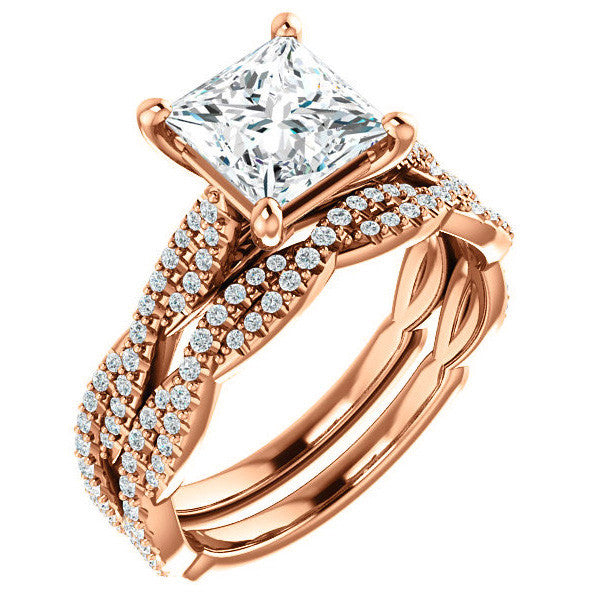 Princess Moissanite Infinity Cathedral Engagement Ring